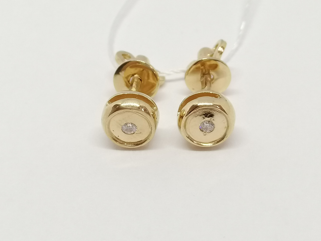 Золоті сережки-пуссети з фіанітами. СП132И, фото 1