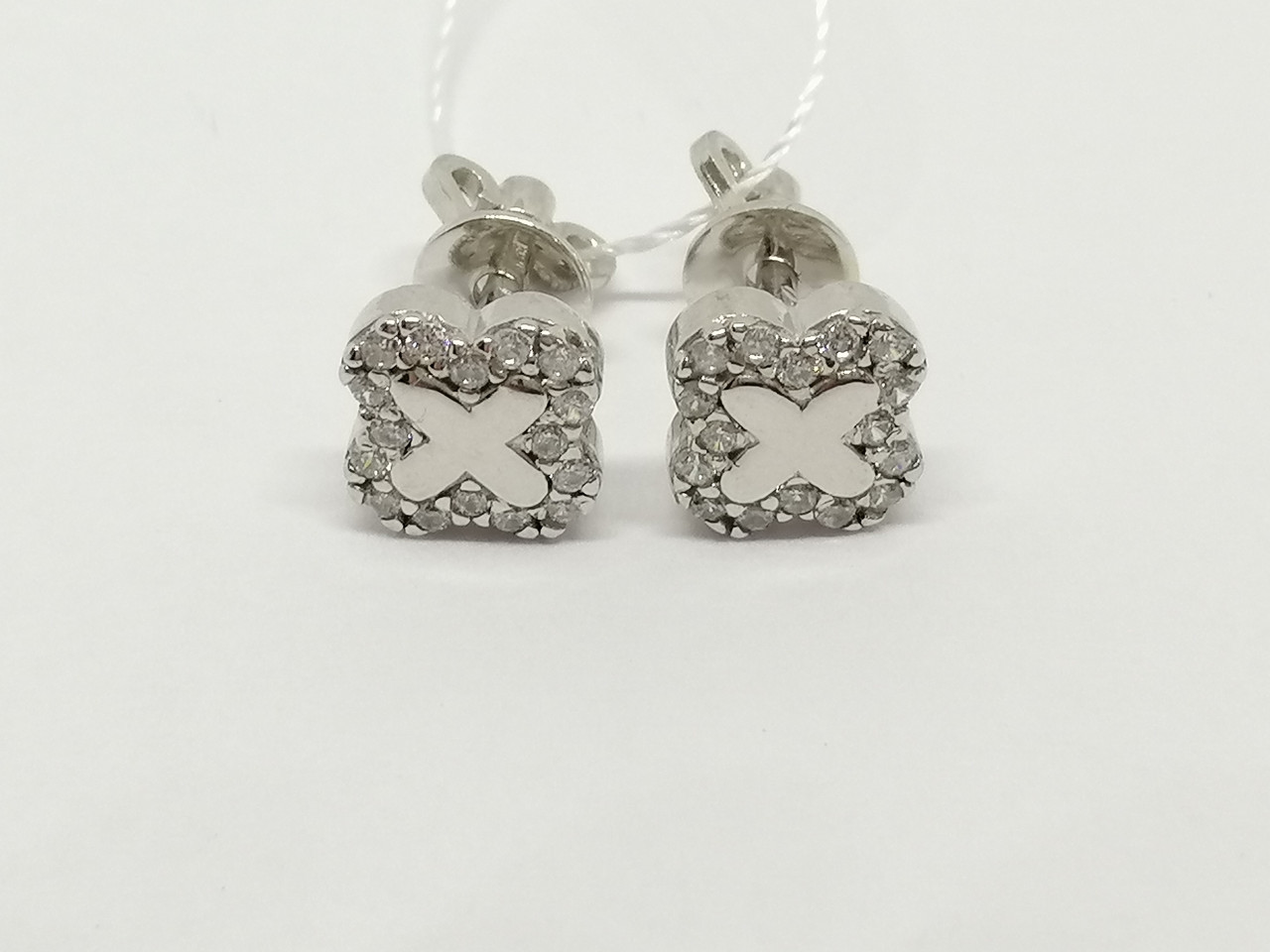 Золоті сережки-пуссети з фіанітами. СП1167БИ