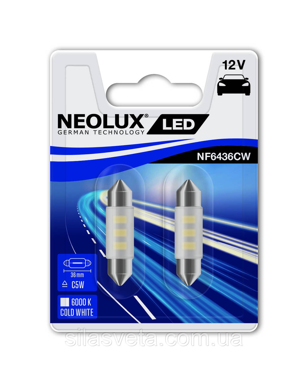 Світлодіодні лампи 	NEOLUX  C5W LED (36mm) 12V  6000K ХОЛОДНЫЙ БЕЛЫЙ