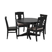 Комплект для кухни (стол и 4 стула) IKEA INGATORP / INGOLF 110/155 см Nolhaga черный 592.541.70