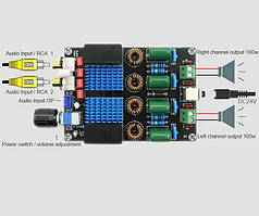 XH-M590 Плата Аудіо HI-FI Підсилювача 2.0 2х100W 12V-24V TPA3116