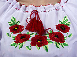 Вишита жіноча блуза з червоними маками, фото 3