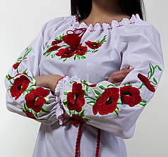 Вишита жіноча блуза з червоними маками, фото 2