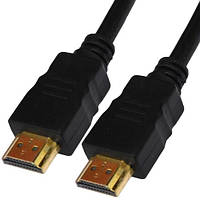 Шнур HDMI (штекер - штекер) Vers.-1.4, діам.-6мм, "позолочений", 1м, чорний