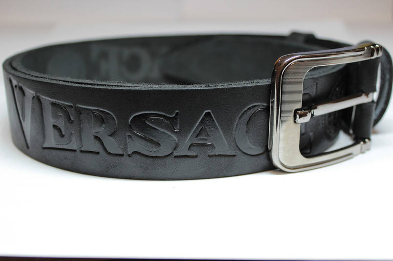 Чоловічий джинсовий шкіряний ремінь Versace, фото 3