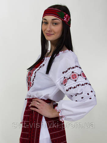 Жіноча вишита блуза червоним хрестиком, фото 2