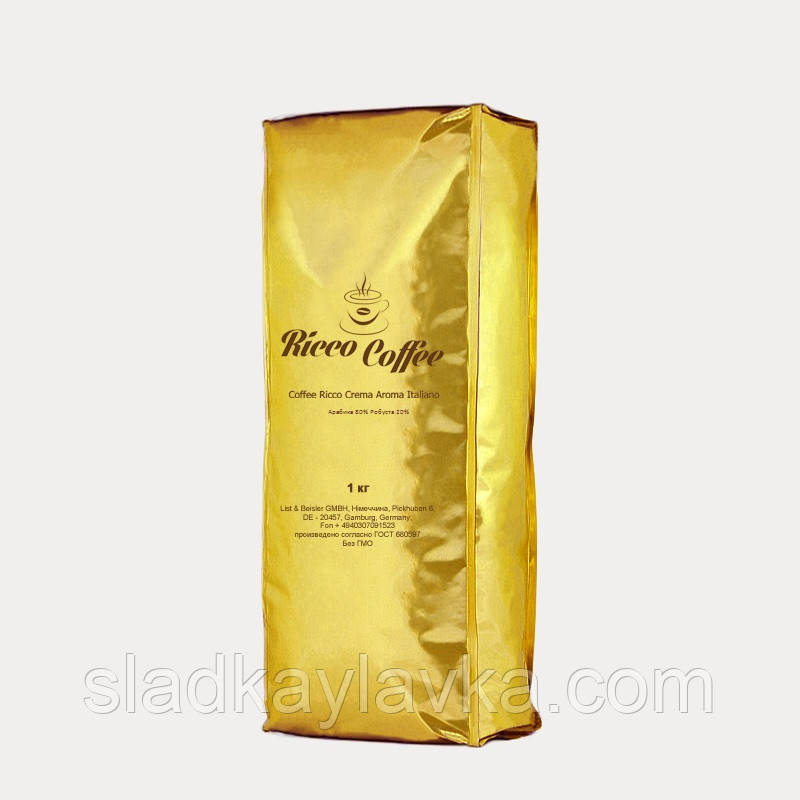 Зерновий кави Ricco Coffee Crema Aroma Italiano 1 кг