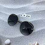 Трендові сонцезахисні окуляри чорні з золотою оправою, фото 7