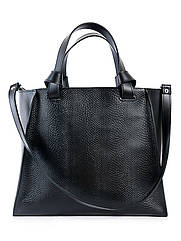 Класична чорна шкіряна жіноча сумка