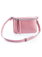 Поясна шкіряна сумка колір пудра