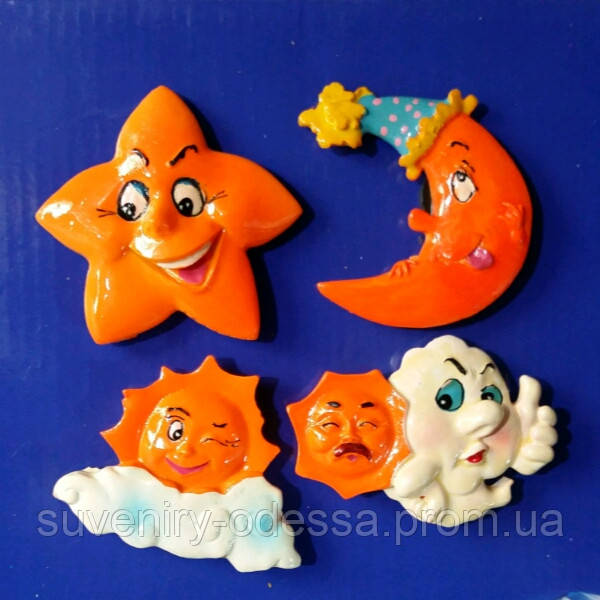 Магніт на холодильник — зірка, місяць і сонце, фото 1