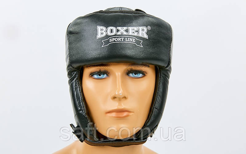 Шлем боксерский открытый кожаный BOXER (р-р L, черный) - фото 6 - id-p931240113