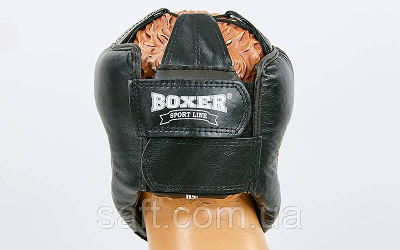 Шлем боксерский открытый кожаный BOXER (р-р L, черный) - фото 2 - id-p931240113