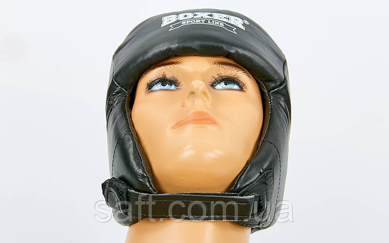 Шлем боксерский открытый кожаный BOXER (р-р L, черный) - фото 7 - id-p931240113