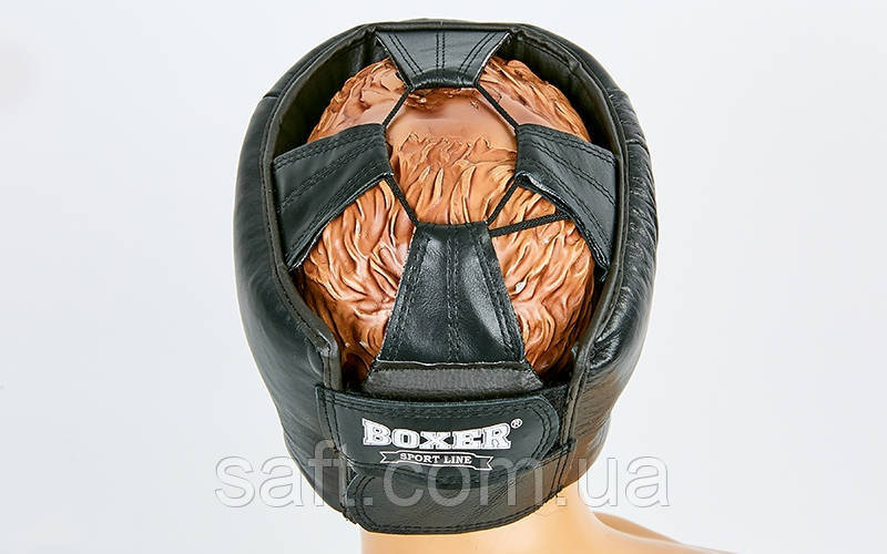 Шлем боксерский открытый кожаный BOXER (р-р L, черный) - фото 4 - id-p931240113