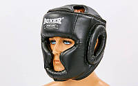 Шолом боксерський із повним захистом Шкірвініл BOXER (р-р М-XL, чорний)