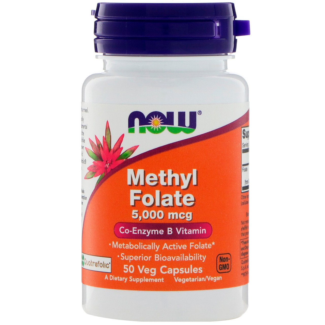 Метилфолат, Now Foods, 5000 мкг, 50 капсул