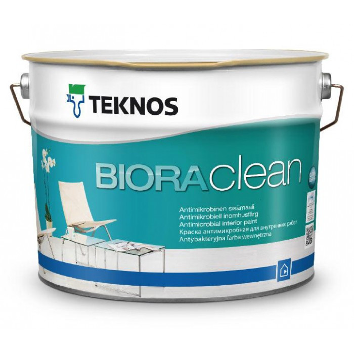 Водорозчинна фарба для стін та стелі Teknos Biora Clean, 9 л