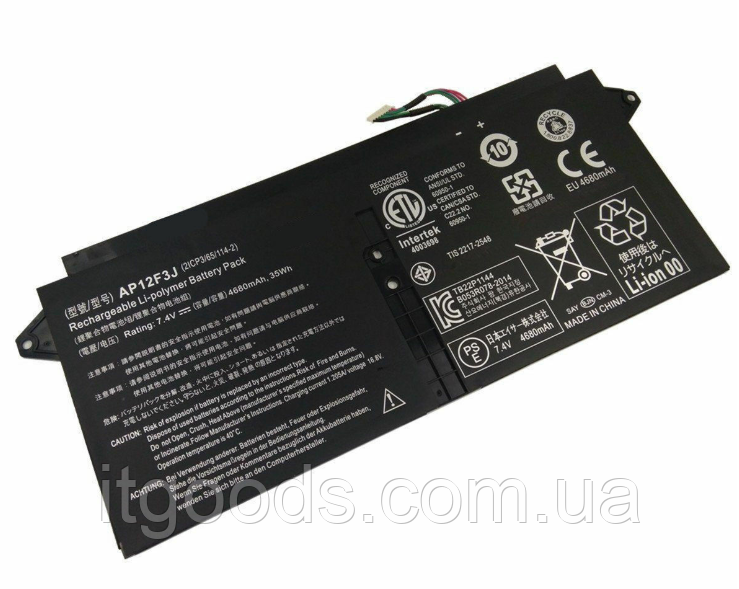 Акумуляторна батарея AP12F3J 7.4V для Acer Aspire 13.3-Inch S7 Ultrabook S7-391 S7-392 S7-393 2ICP3/65/114-2