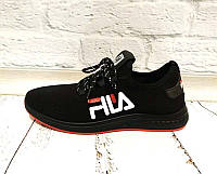 Кроссовки мужские сетка FILA кожа черные Uk0577