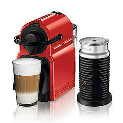Кавомашина капсульна Nespresso Inissia Red + Капучинатор Nespresso Aeroccino 3