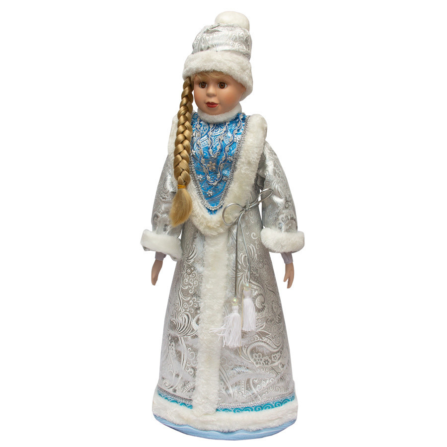 Новорічна сувенірна фігурка Снігуронька в білій шубі, 66 см, кераміка, текстиль (180448-3)