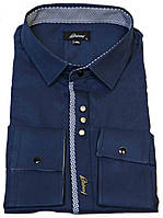 Сорочка "Briori". Туреччина. Темно-синя. Приталені (довгий рукав)