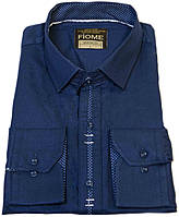 Сорочка "Fiome". Туреччина. Темно-синя. Приталені (довгий рукав)