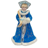 Новогодняя сувенирная фигурка Снегурочка в синей шубе, 45 см, пластик, текстиль (600083-1)