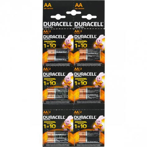 Батарейки пальчикові Duracell LR-6 АА, (уп 2 шт.), фото 1