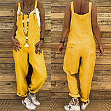 Вільний жіночий комбінезон, ромпер із льону. Кольори в асортименті. Розмір 42-74+ плас, фото 3