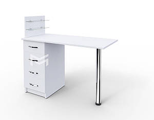 Манікюрний стіл MARKSON M106 "Класик" зі скляними полицями під лак, білий