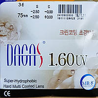 Линза Dagas 1.6 Super-Hydrophobic UV