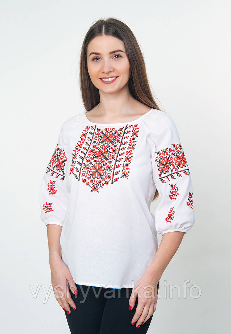 Біла сорочка з червоно-чорною вишивкою, арт. 4515р.3/4