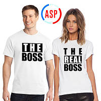 Футболки парні для закоханих The Boss The real Boss можна замовити будь-які написи і логотипи