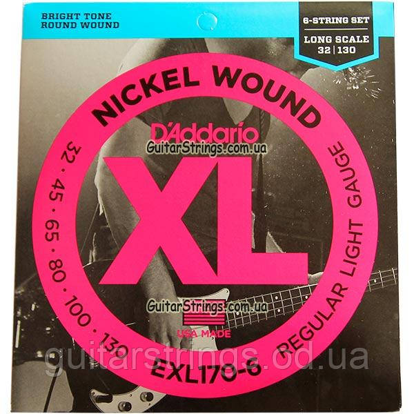 Струни D'Addario EXL170-6 6-String Regular Light 32-130