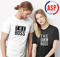 Футболки парні для закоханих The Boss The Real Boss можна замовити будь-які написи і логотипи