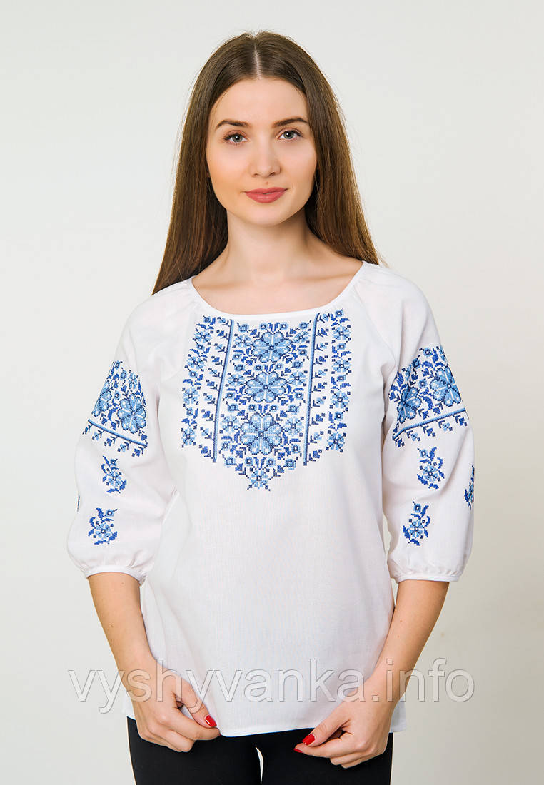Біла сорочка з синьо-блакитною вишивкою, арт. 4517р.3/4