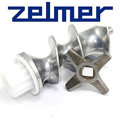 Шнек для м'ясорубки Zelmer NR5 для двостороннього ножа в комплекті з ножем - запчастини для м'ясорубок Zelmer