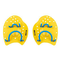 Лопатки для плавання в басейні лопатки на руки гребні BECO 96441 жовтий розмір S 15,5 x 14,5 см, фото 2