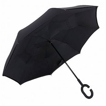 Зонт Lesko Up-Brella Чёрный прочный с удлиненной ручкой и плотной тканью 126шт