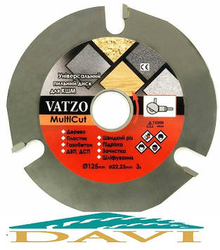 Універсальний пиляльний диск VATZO MULTICUT на болгарку (УШМ) D125 d22 z3