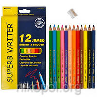Набор толстых цветных карандашей MARCO Superb Writer 4400-12CB Jumbo, 12 цветов с точилкой