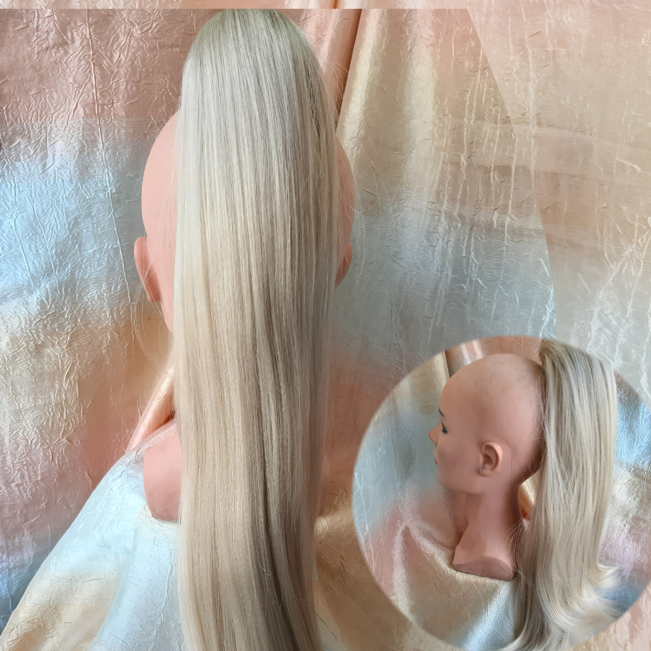 Хвіст шиньон прямий на крабі перлинний блонд ELEGANT Т4050- 122, фото 1