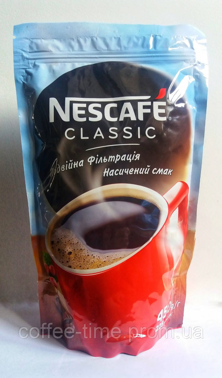 Кава Nescafe. Кава Нескафе Класик. Кава розчинна гранульована 450 г м'яка упаковка
