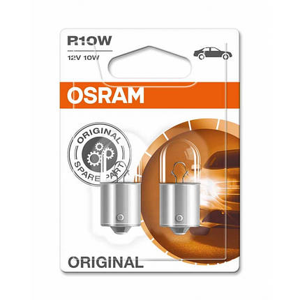 Автолампа ук. OSRAM 5008-02B R10W 12V BA15s 10X2 Blister , фото 2