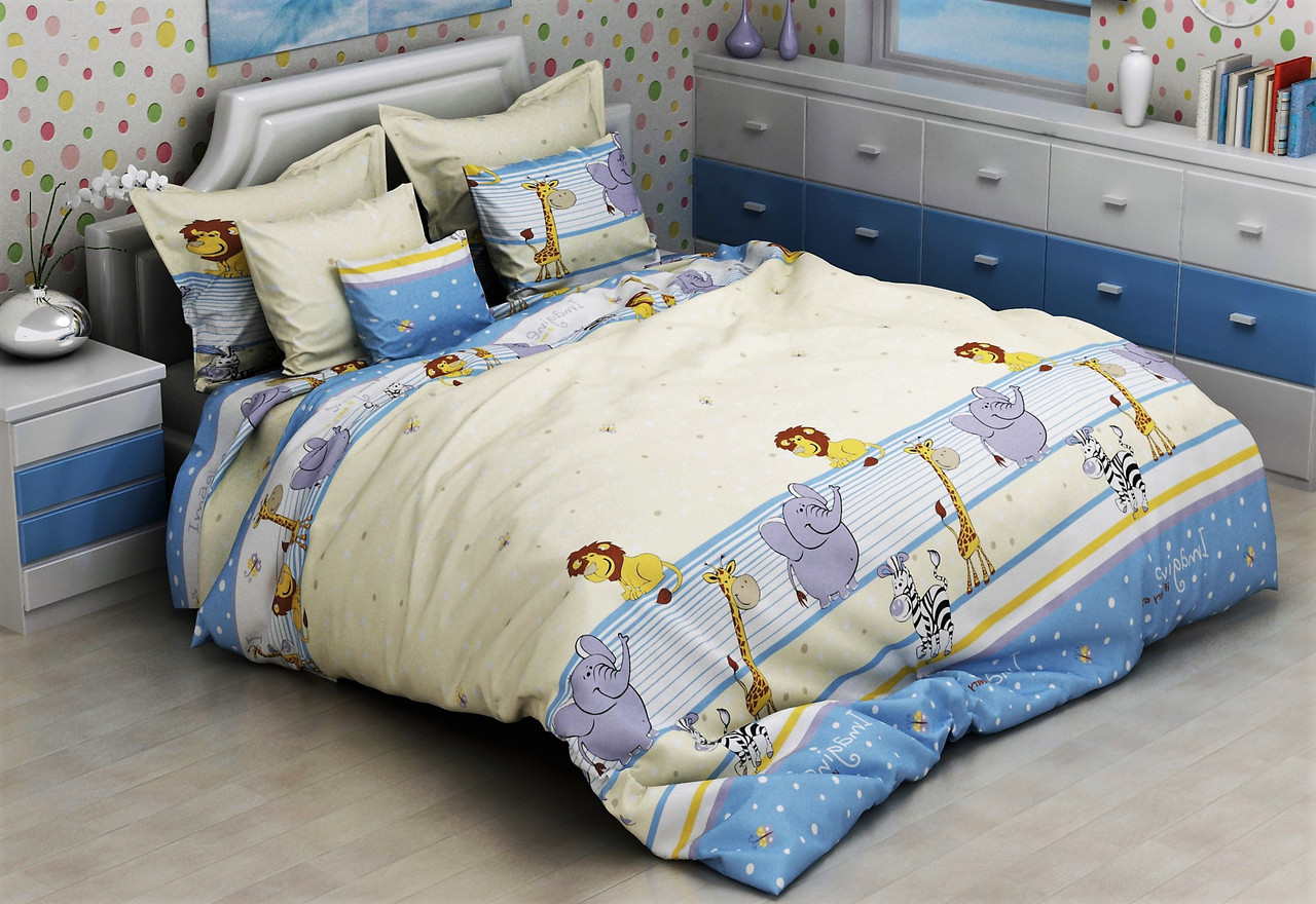Тканина для постільної білизни Бязь "Gold" Lux дитяча GLB3090blue (50м)