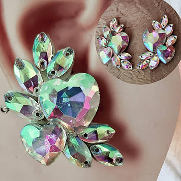 Сережки "Серце" АВ, ручної роботи, скло