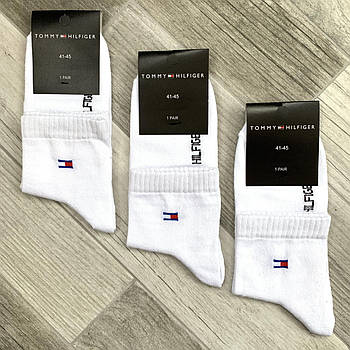 Шкарпетки чоловічі демісезонні бавовна середні Tommy Hilfiger, Athletic Sports, білі, 04503
