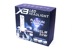 Комплект LED ламп AllLight X3 H7 50W 6000K 6000lm з радіатором і світлофільтрами (3000K/8000K), фото 3